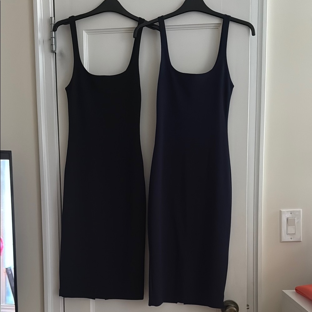 Zara Set of 2 Black and Navy Bodycon Midi Dresses - Size EUR/USA S